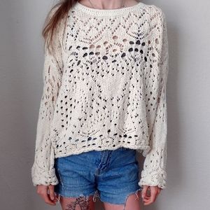 Free People Cream Knit Sweater Size XS